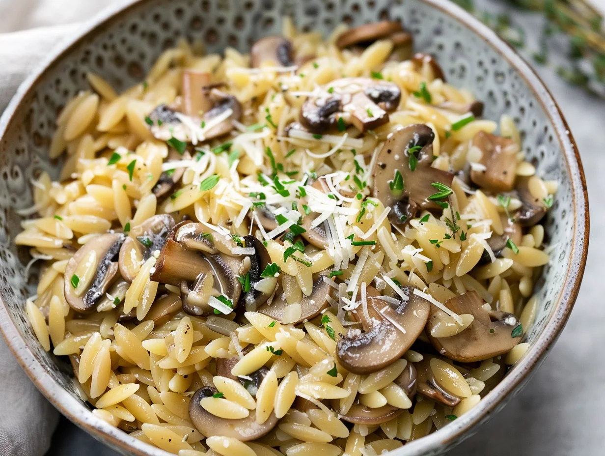 One-pot orzo crémeux aux champignons