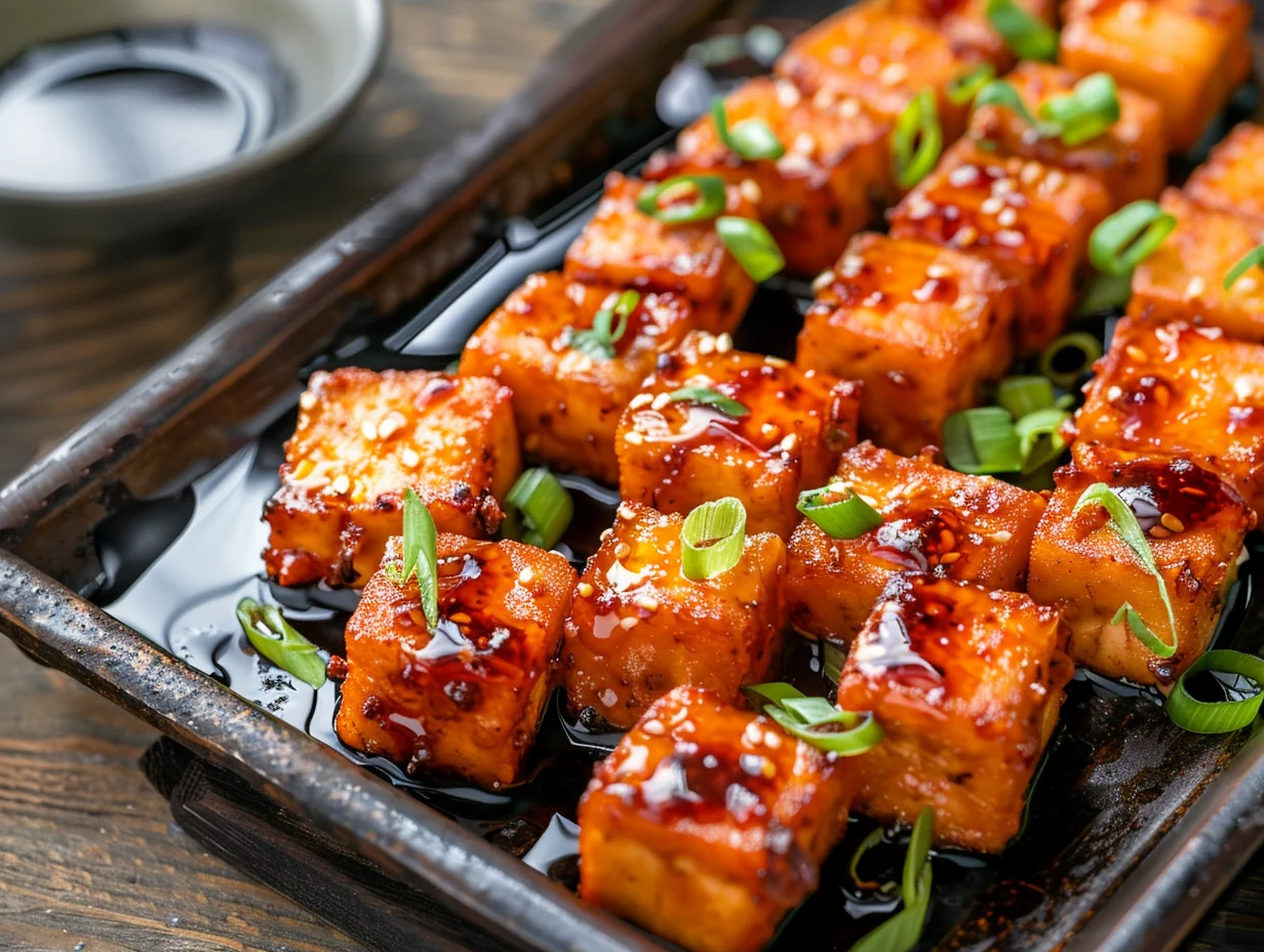 Tofu croustillant au four sauce gochujang