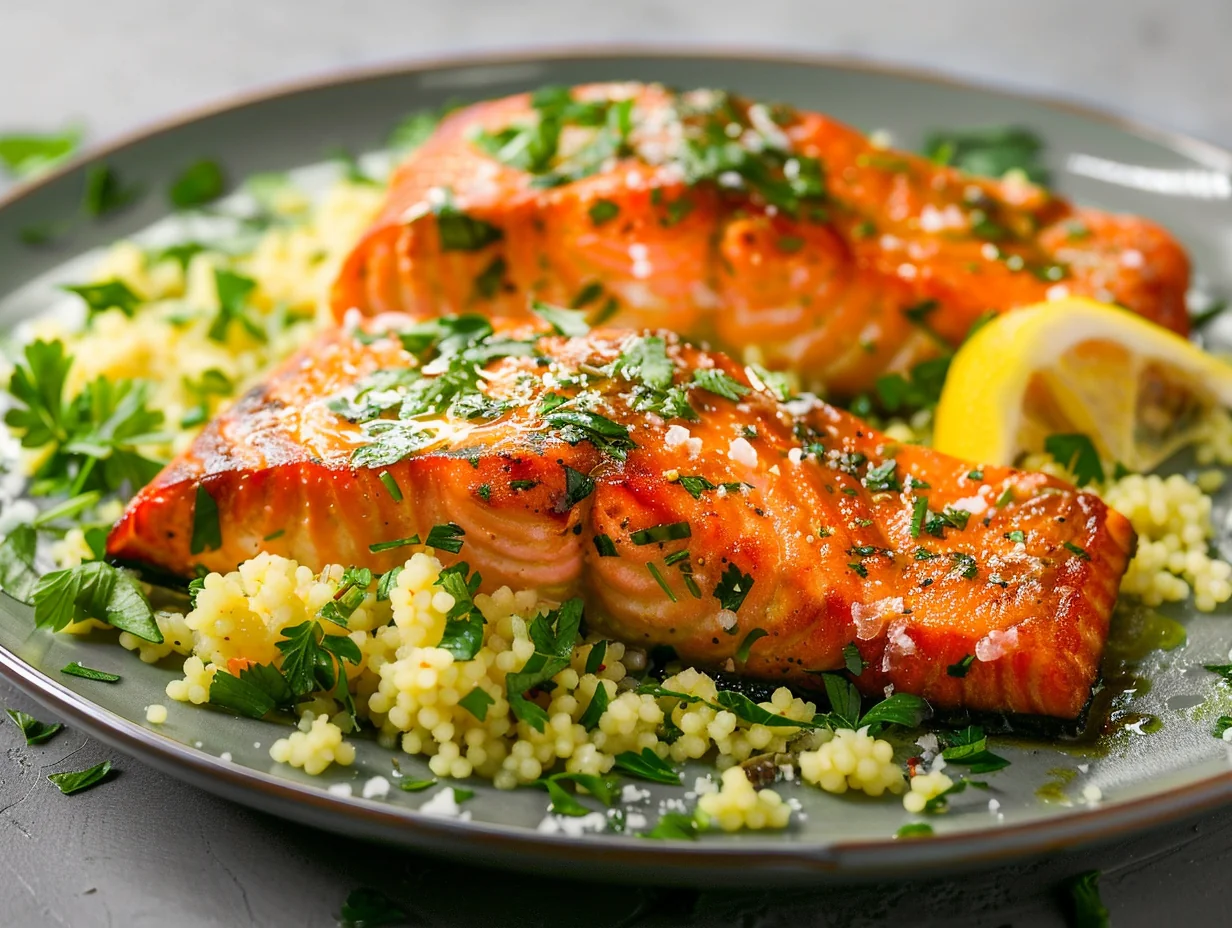 Saumon rôti chermoula et couscous complet