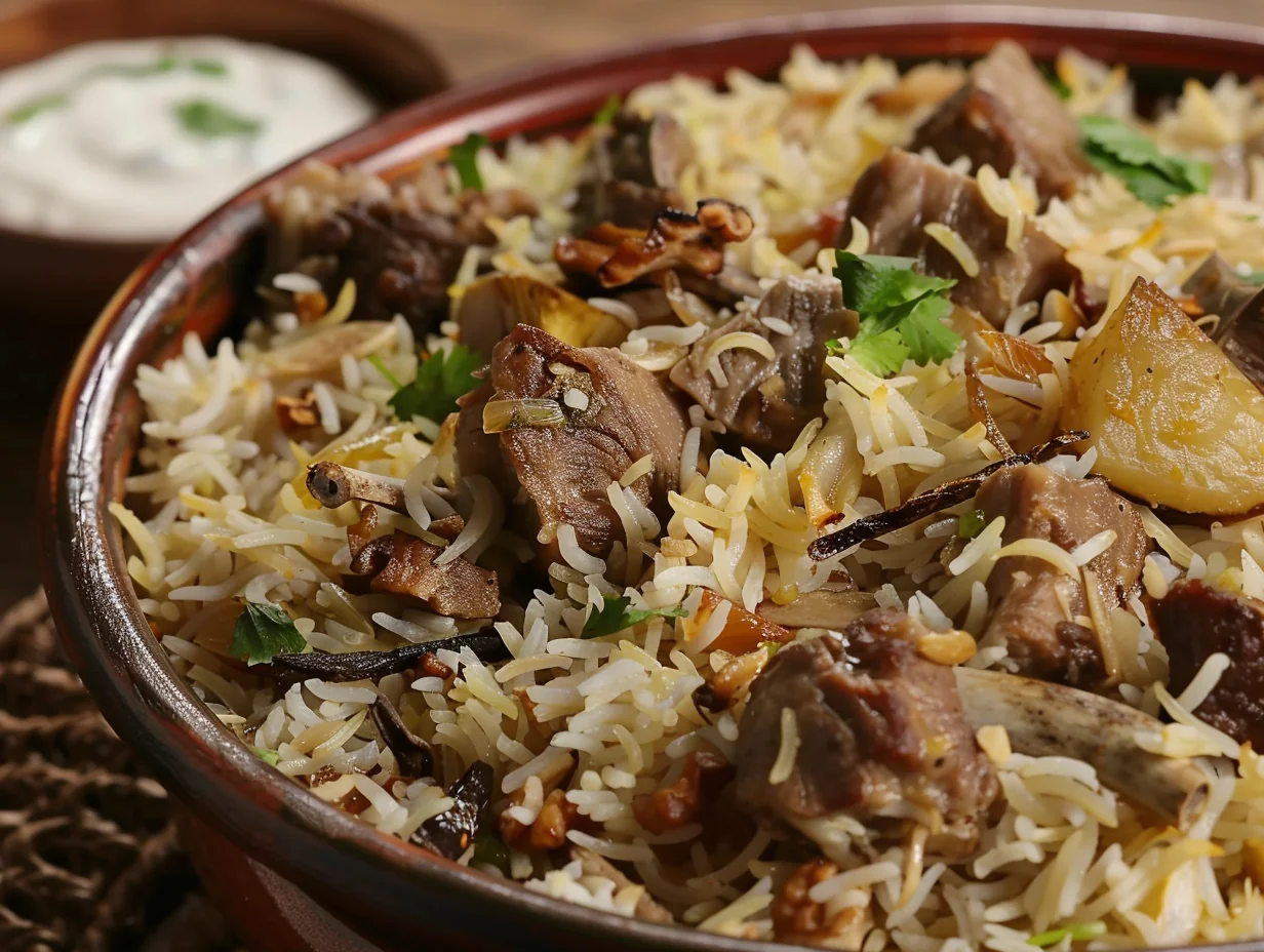 Yakhni pulao au mouton