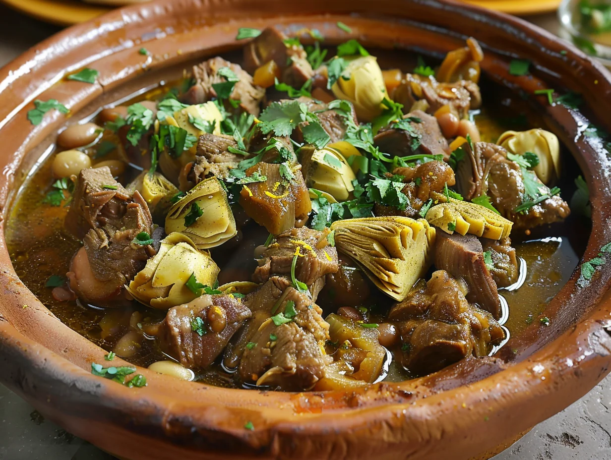 Tajine d’agneau aux artichauts et fèves