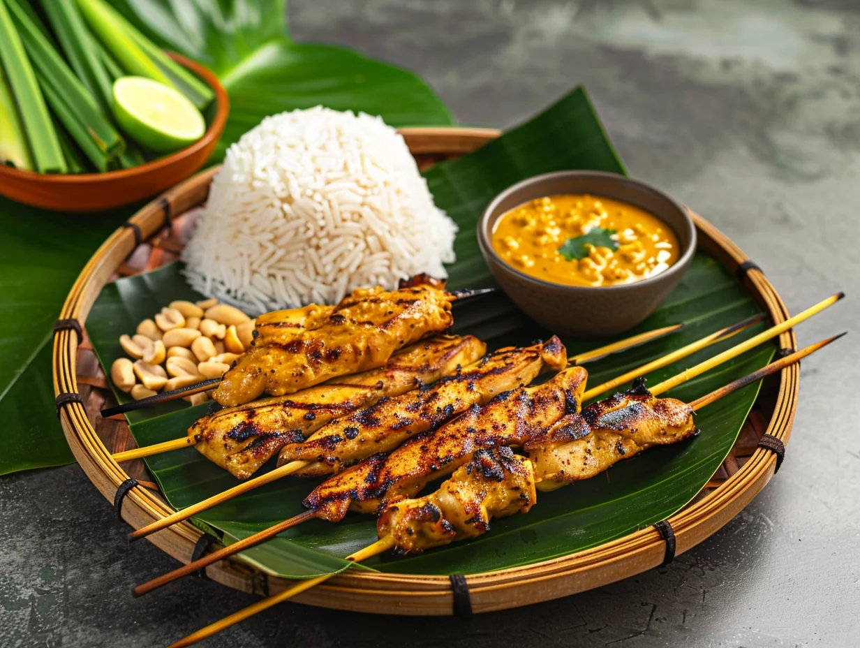 Satay poulet et riz
