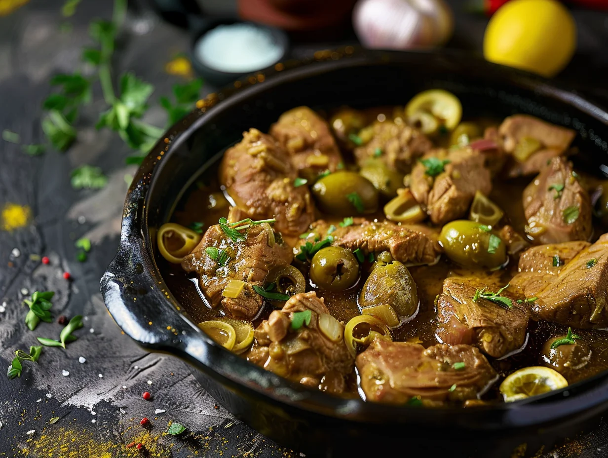Tajine de veau aux olives et citron confit