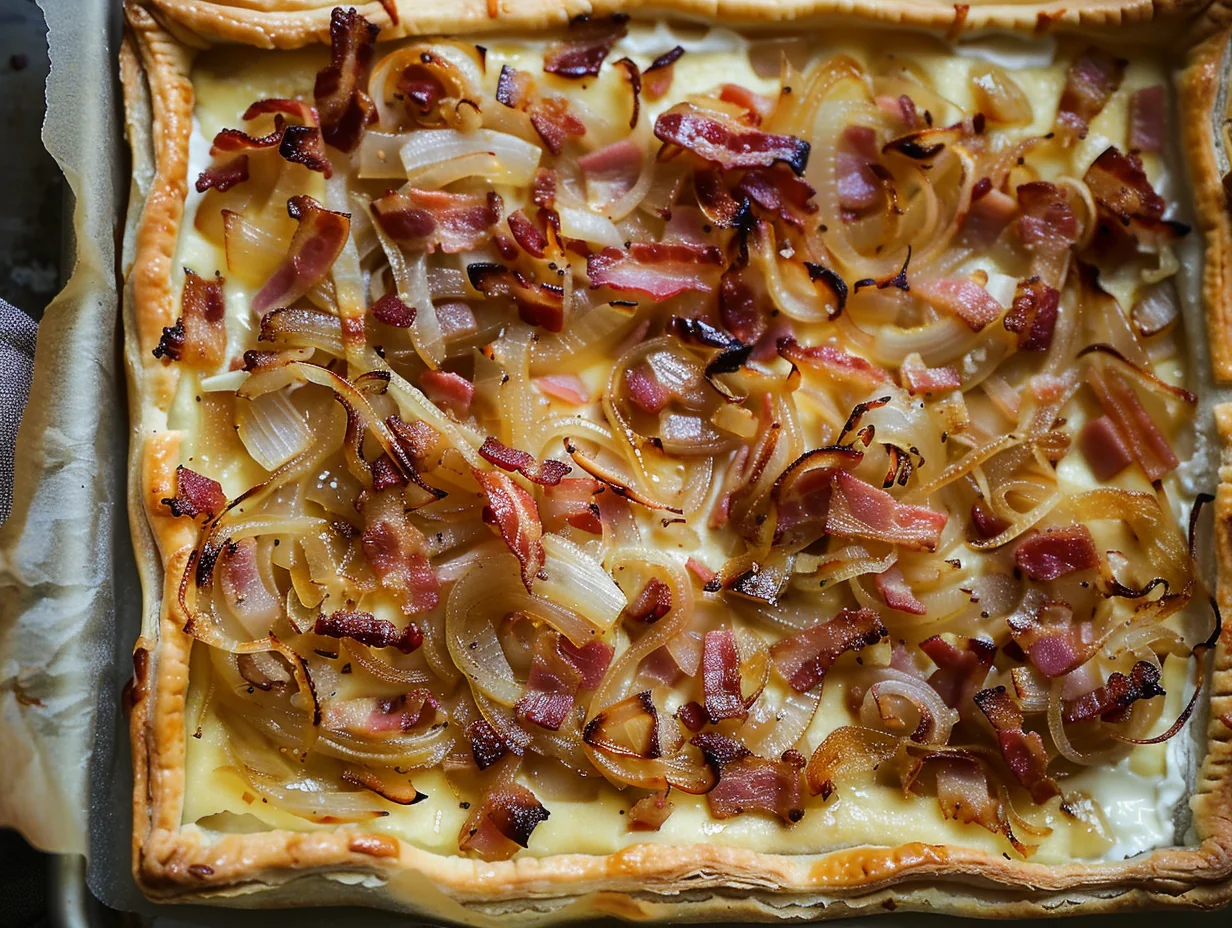 Tarte fine aux oignons et lardons