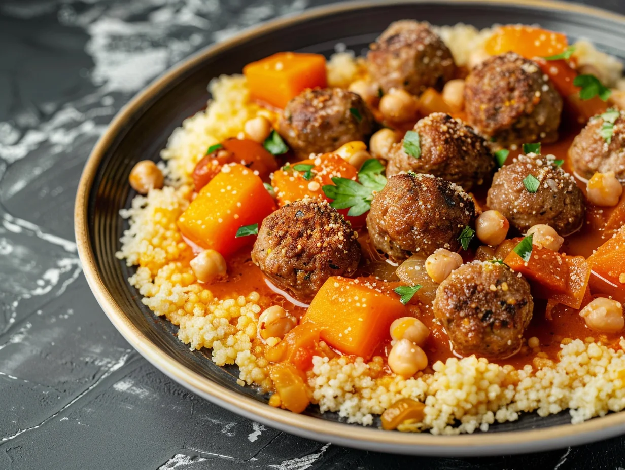 Couscous aux boulettes et courge