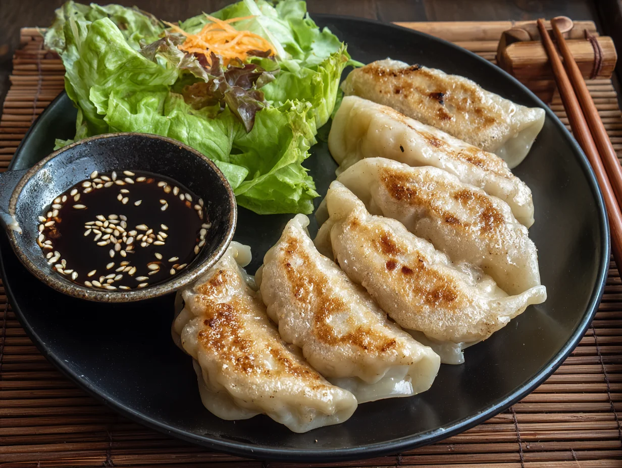 Gyoza poêlés et salade