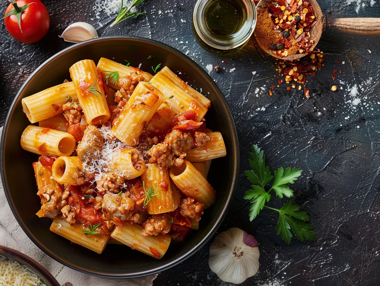 Rigatoni aux saucisses et fenouil